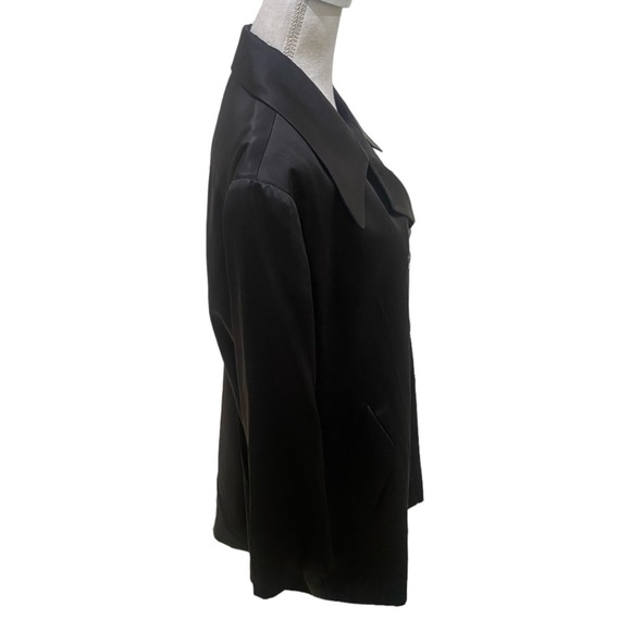 Vintage 1990’s Lat Naylor Think Tank black satin lined trench  jacket coat 16 - Picture 8 of 11